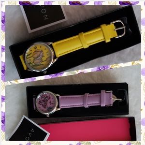 NIB Avon watches pink /yellow